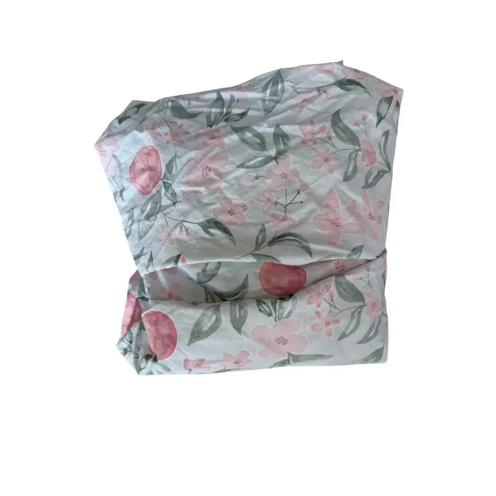 Pottery Barn Kids White Pink Allover Floral Bassinet Pad Fitted Sheet